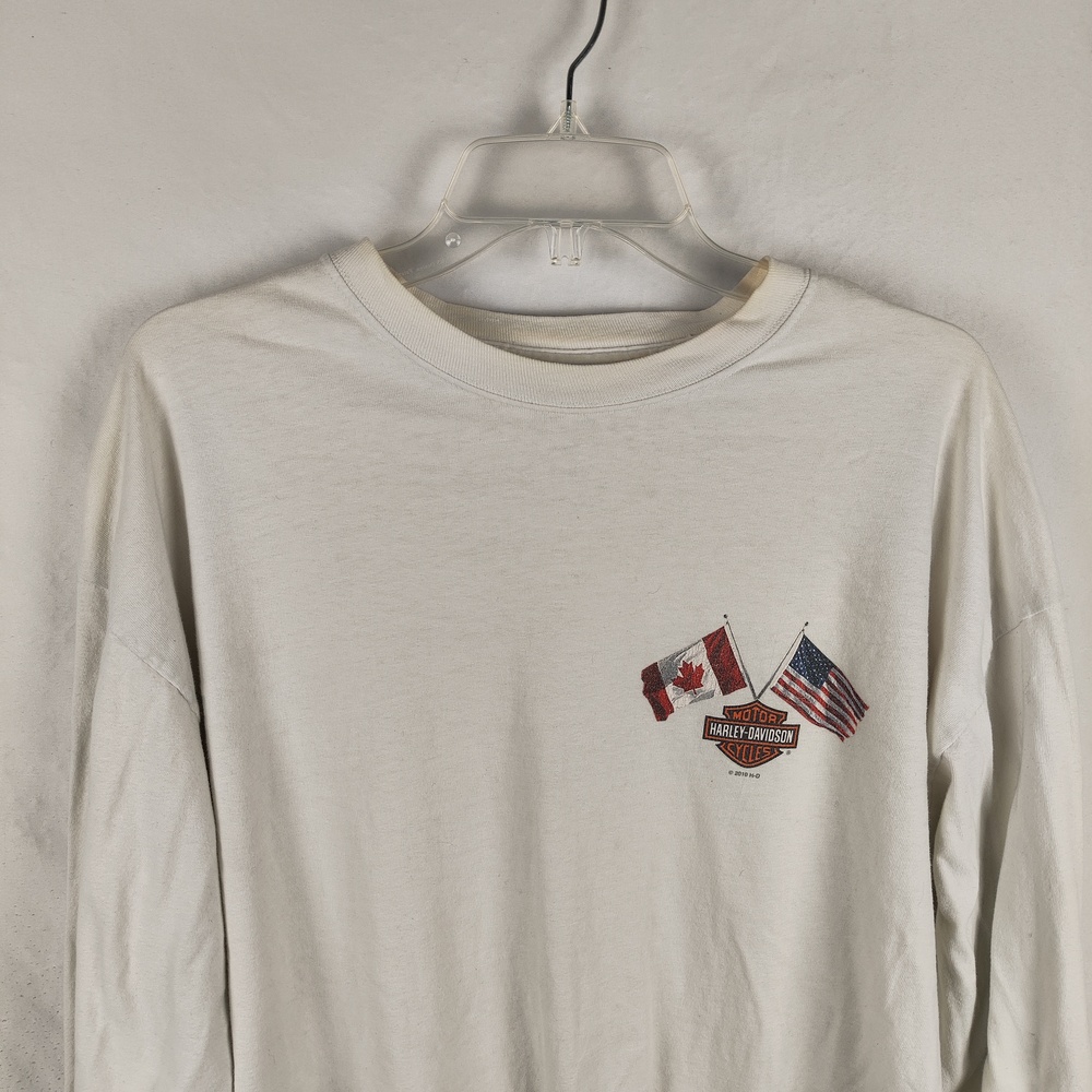 Harley-Davidson Shirt Mens Large White Long Sleeve Chilkoot Pass Skagway Alaska - Picture 2 of 13